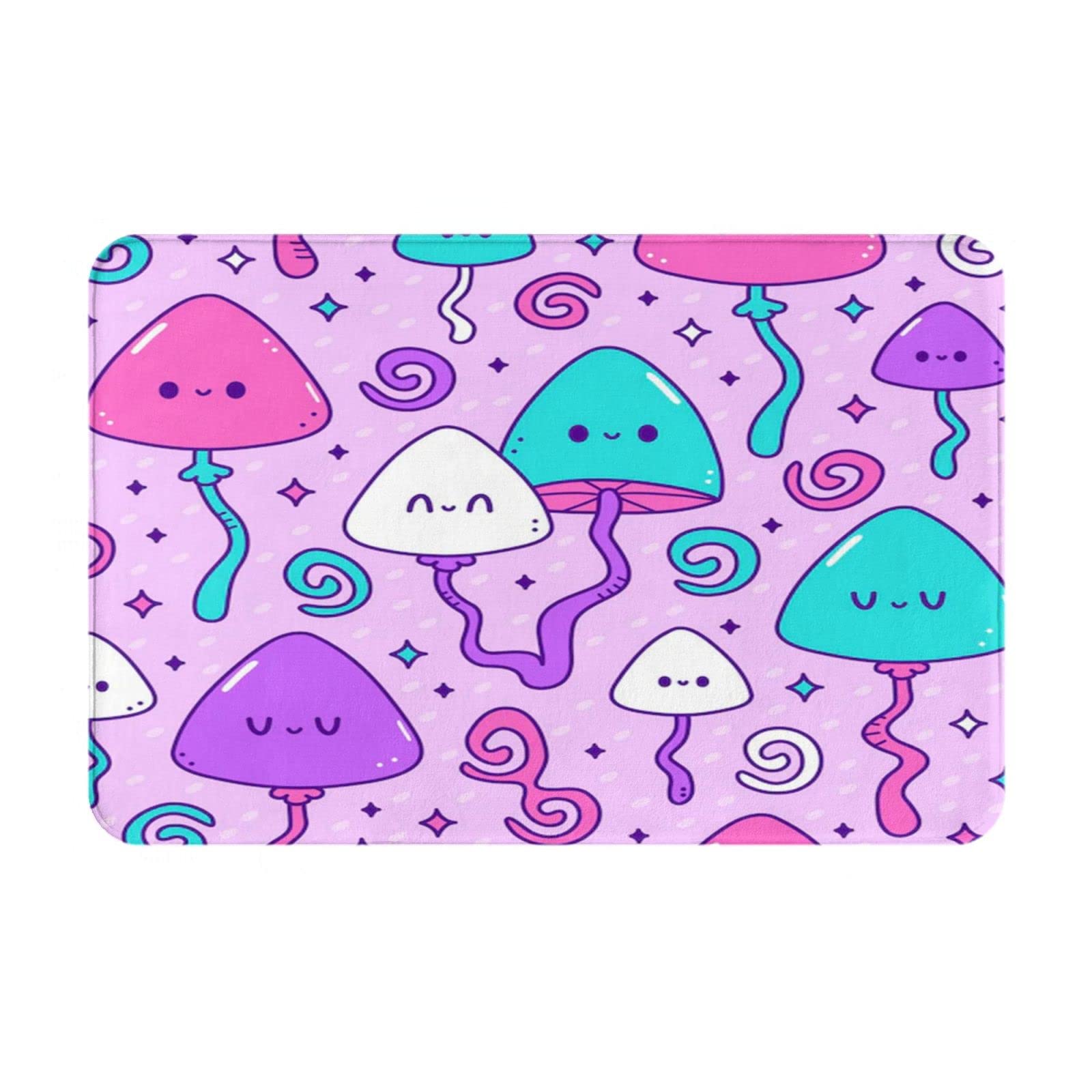 Non-Slip Magic Mushroom Doormat 16x24 Inch - Cute Happy Smile Design for Indoor/Outdoor Use - Perfect for Front Door, Kitchen, Bathroom & Bedroom Floor Decor - Waterproof Welcome Mat for Home & Garden