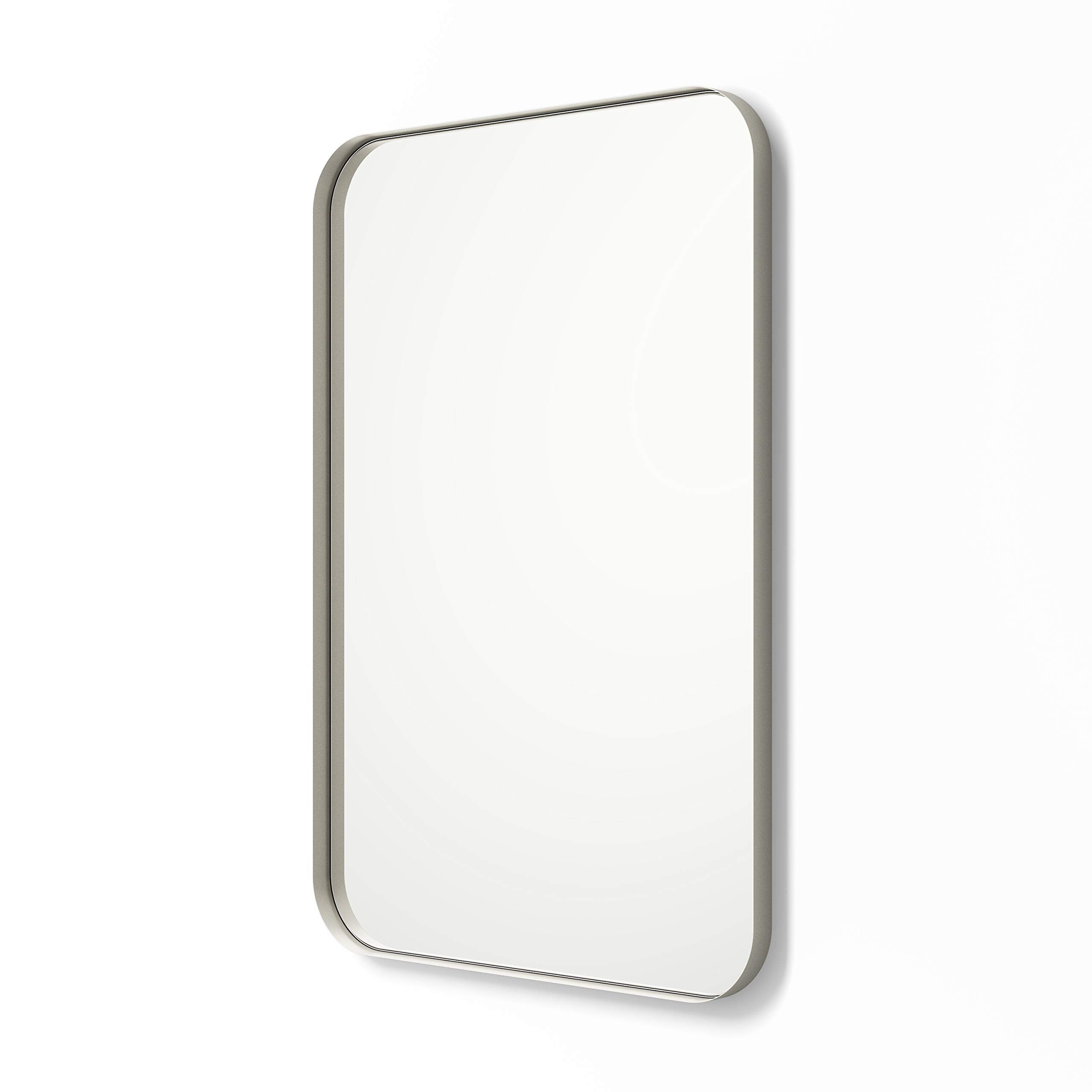 Better Bevel Wall Mirror - Bathroom Vanity Mirror with Nickel Metal Frame, 20