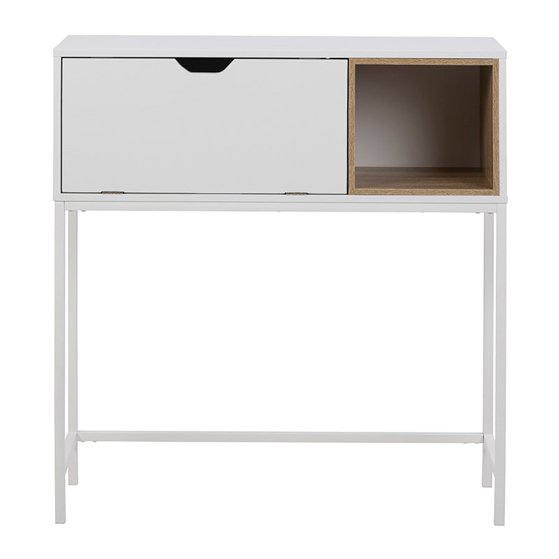 BATLEY 91.5cm White & Natural Study Desk Console - Modern Writing Desk for Home Office, Dorm Room & Small Spaces - Perfect for Remote Work, Online Classes & Crafting