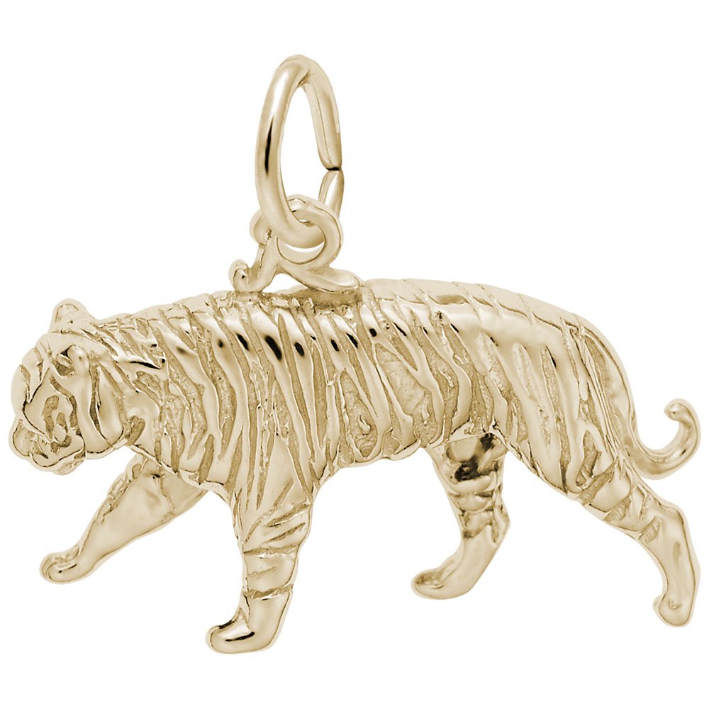 10k Yellow Gold Tiger Charm Pendant for Bracelets & Necklaces - Perfect for Gifts, Jewelry Making, and Everyday Wear