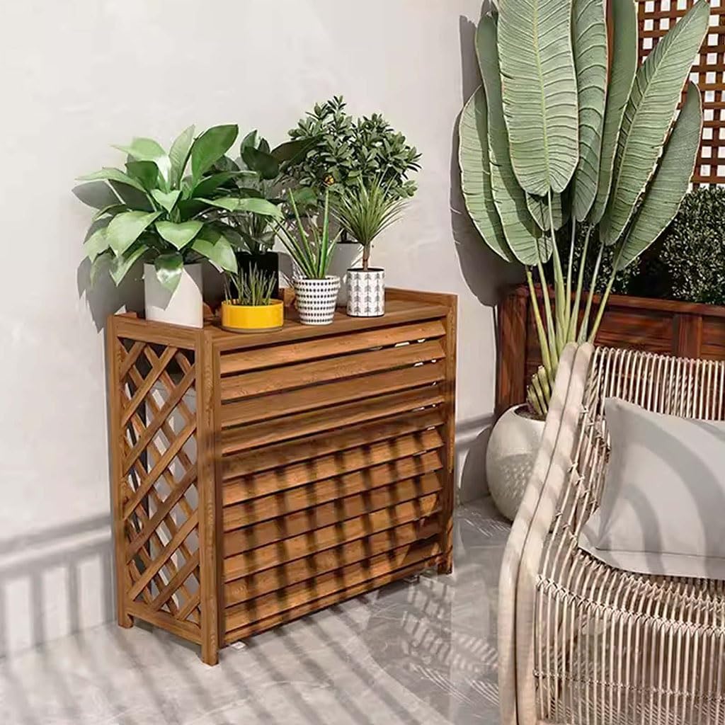 Durable Solid Wood Air Conditioner Cover - Weatherproof Outdoor AC Unit Cover for Privacy & Protection - Perfect for Patio, Garden, and Backyard Use