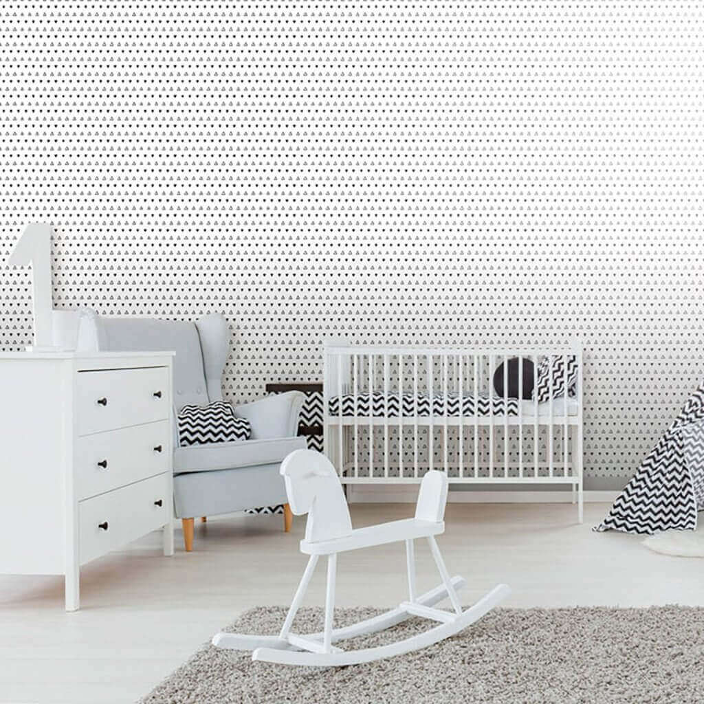 Black and White Geometric Baby Peel and Stick Removable Wallpaper - Self-Adhesive Nursery Decor for Boys & Girls - Perfect for Nursery, Kids Room, Playroom & Bedroom Walls