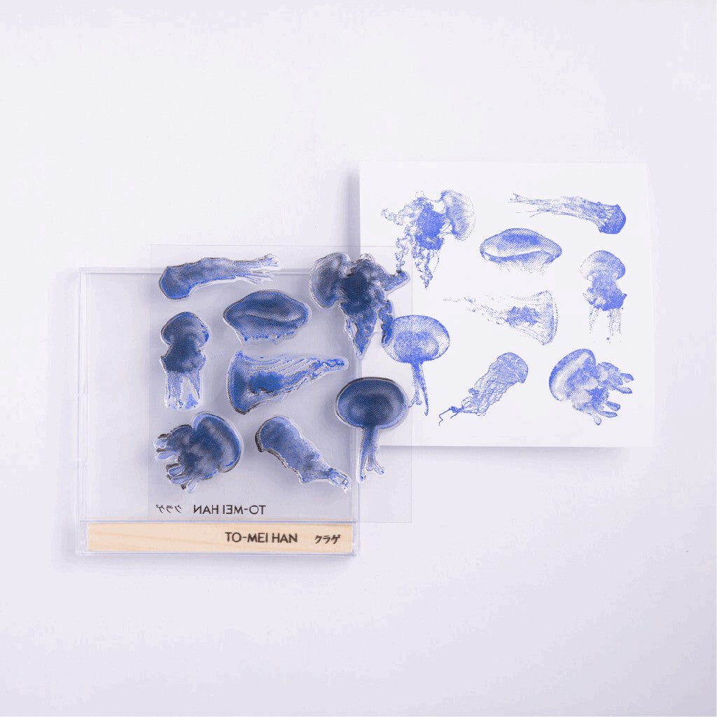 TO MEI HAN Jellyfish Clear Stamps for Scrapbooking - 3D Ocean Theme Rubber Stamps for Card Making, DIY Crafts, and Journaling - Perfect for Beach Party Invitations and Underwater Decorations