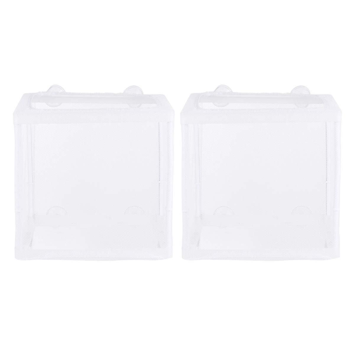 Balacoo S Fish Tank 2-Pack Aquarium Breeding Box - Floating Hatching Incubator with Water Separation Net for Guppy, Betta, Shrimp (White, Small Size) - Perfect for Fish Breeding, Fry Protection & Tank Separation