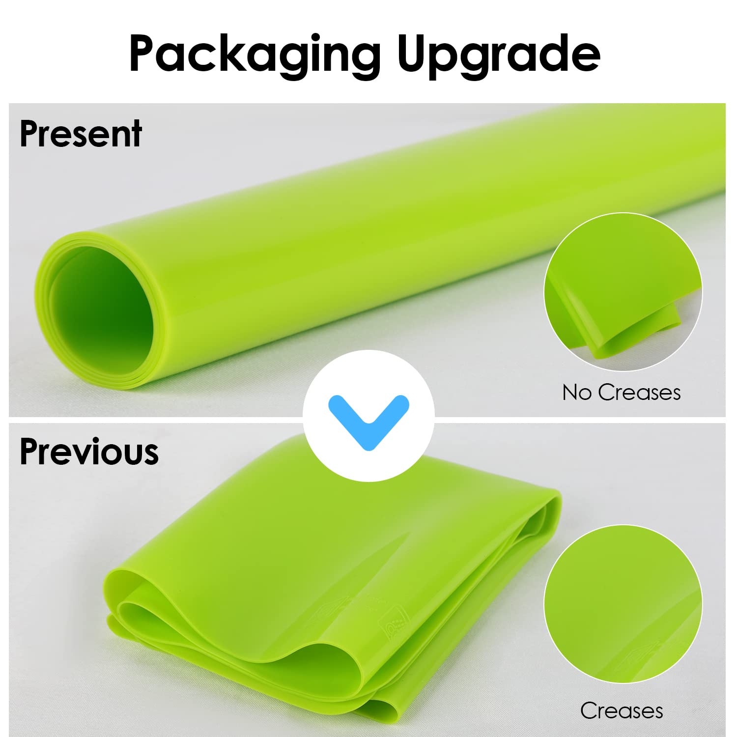 2 Pack Extra Large Silicone Mats for Crafts & Baking - Heat Resistant, Non-Slip Kitchen Countertop Protector & Dough Rolling Pad - Reusable, Dishwasher Safe (Blue & Green, 23.6