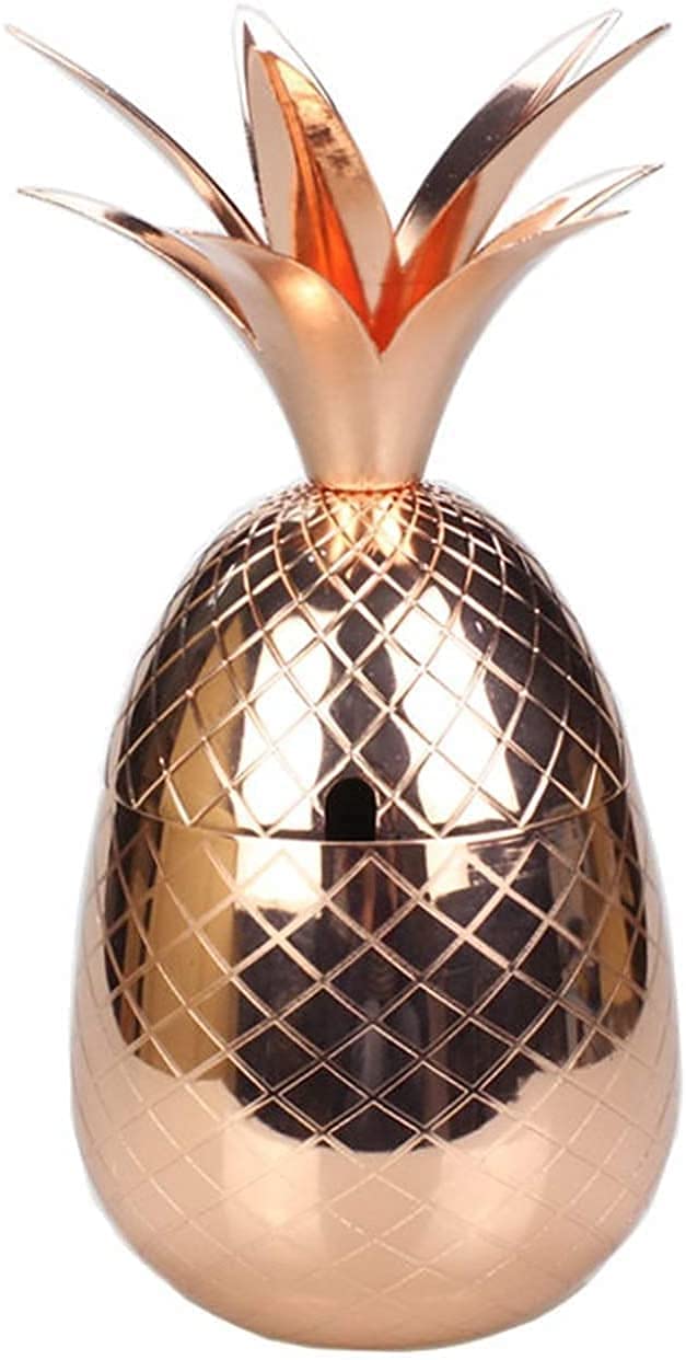 Stainless Steel Pineapple Cocktail Cup with Lid - 900ml Copper Beer Mug, Ice Bucket & Bar Tool for Margaritas, Mojitos & Party Drinks