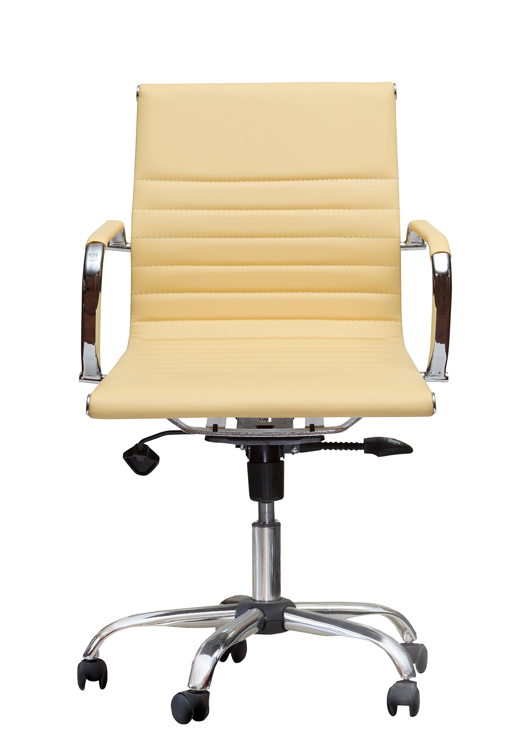 Winport Mid-Back Executive Leather Office Chair with Armrests - Ergonomic Desk Chair for Home & Office, Yellow - Perfect for Workstations, Gaming & Study Spaces