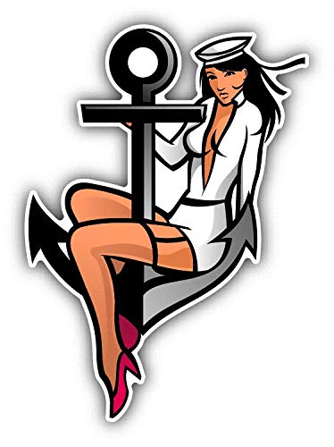 Waterproof Sailor Anchor & Love Heart Vinyl Decal Sticker - 5 Inch Car Bumper Sticker for Cars, Laptops, Windows - Perfect for Marine Lovers & Couples Gifts