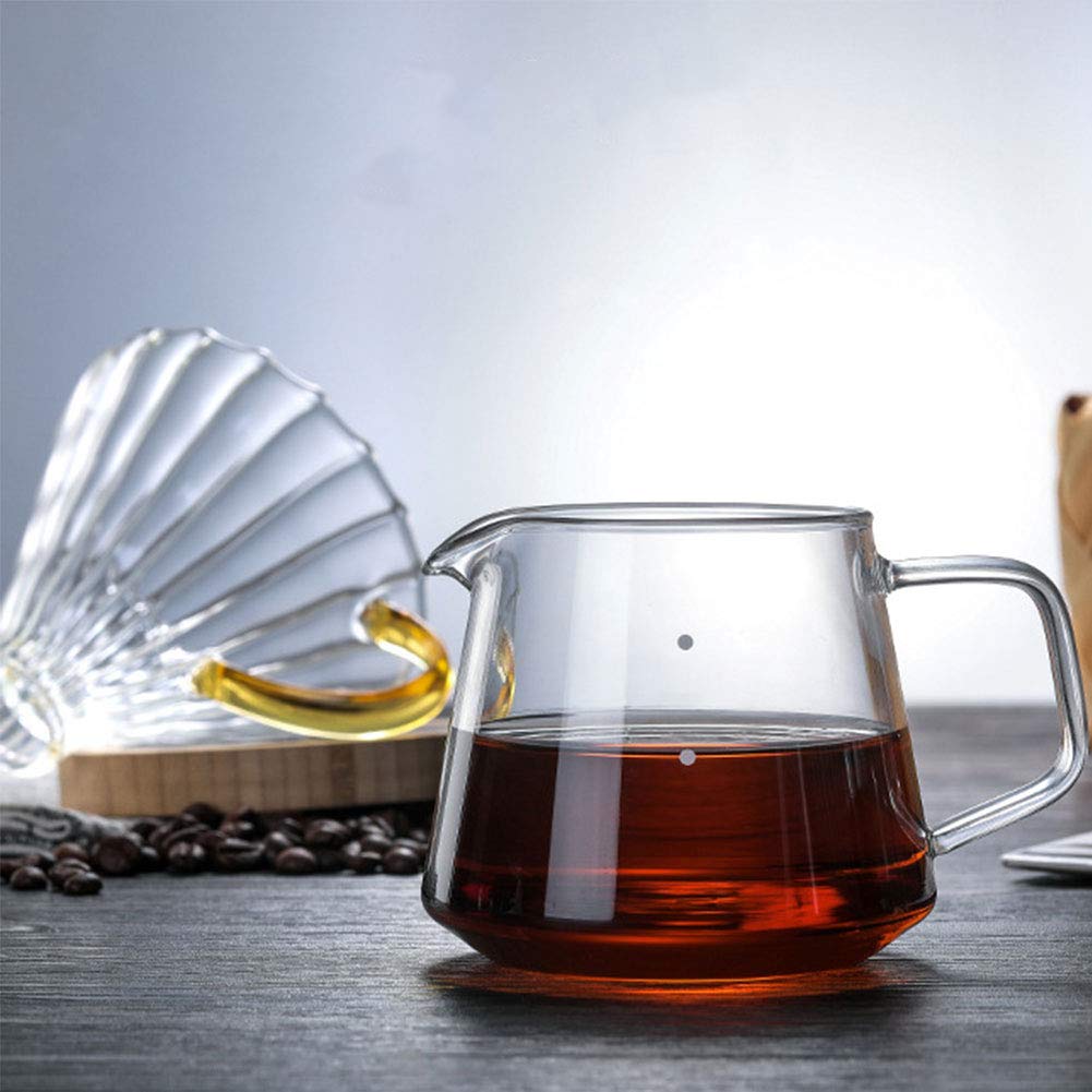 600ml Reusable Pour Over Glass Coffee Maker with Wood Dripper Stand - Heat Resistant Glass Pot & Coffee Filter Dripper for Home, Office, and Camping Brewing