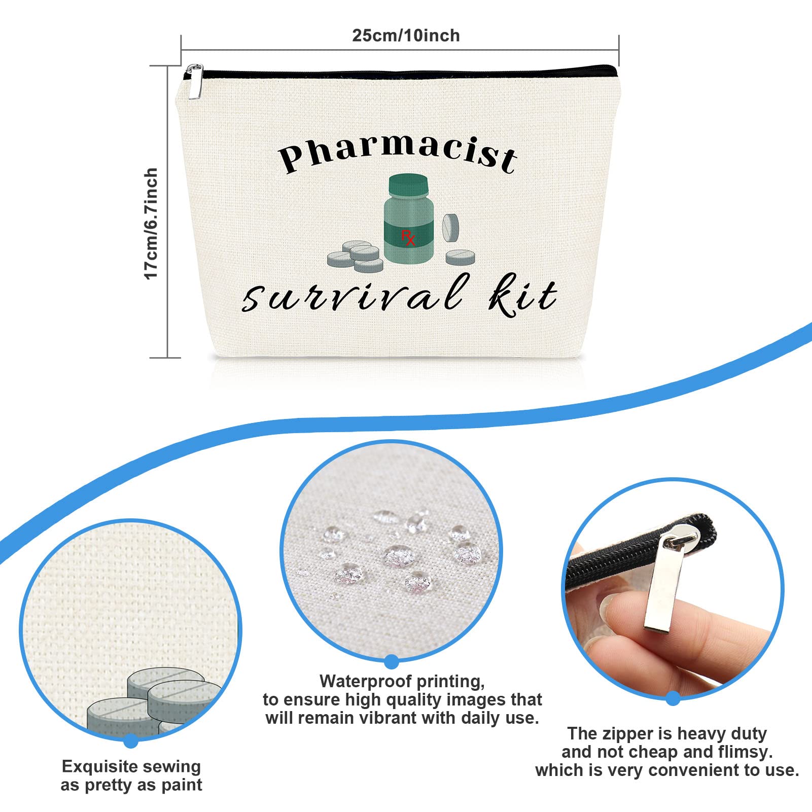 Pharmacist Gifts for Women & Men - Rx Pharmacy Cosmetic Bags & Makeup Pouch - Perfect Christmas, Birthday & Medical School Graduation Gift for Pharmacy Technicians, Nurses & Students - Inspirational Healthcare Worker Present for Work & Daily Use