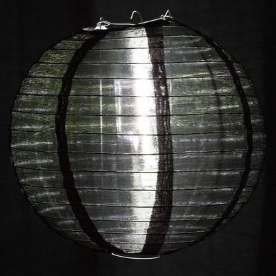 36 Pack Black Jumbo Shimmering Nylon Lanterns - Even Ribbing Design, Durable Weatherproof Outdoor Hanging Decorations for Patio, Garden, Wedding & Party Decor