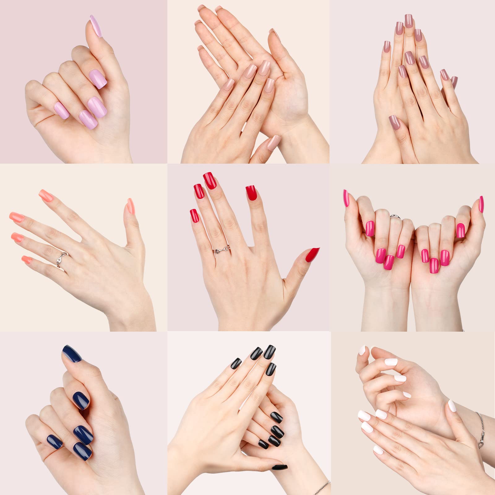 E&A 2 Packs Short Square Press On Nails - 24Pcs Black & 24Pcs White Gel False Nails Kit with Glue - Easy Stick On Manicure Nail Art Tips for Women & Girls - Perfect for Parties, Weddings, and Daily Wear