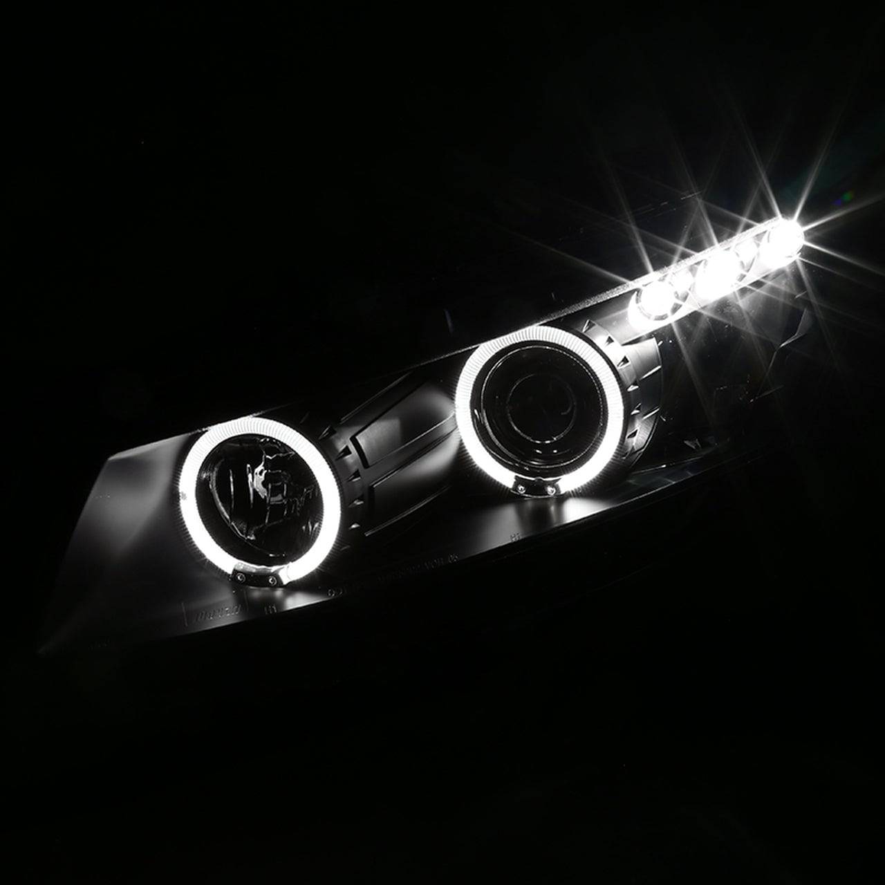 2008-2012 Honda Accord Coupe LED Halo Projector Headlights - Matte Black Housing with Clear Lens - High Performance Replacement Headlights for Night Driving & Enhanced Visibility