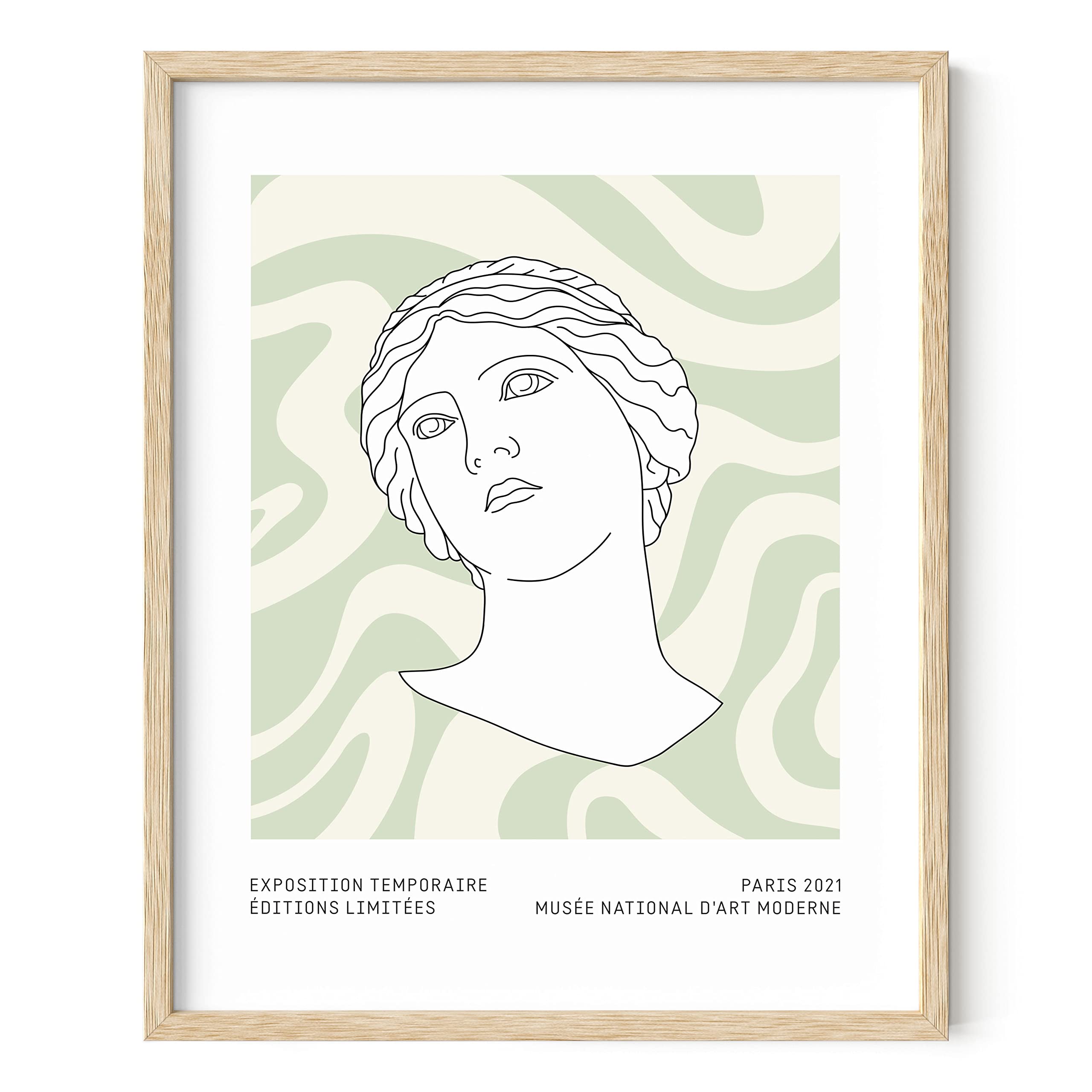 HAUS AND HUES Green Aesthetic Posters for Room Decor - 16x20 Inch Framed Wall Art in Sage Green & Beige | Danish Pastel Geometric Print | Perfect for Bedroom, Living Room & Office Décor