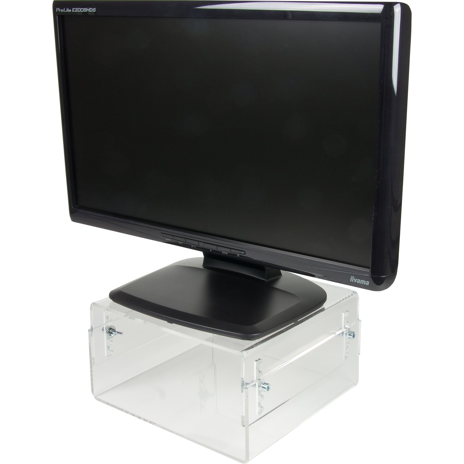 Newstar Adjustable Monitor Stand for LCD & CRT Screens - Ergonomic Desk Riser with Cable Management for Home & Office Workspace