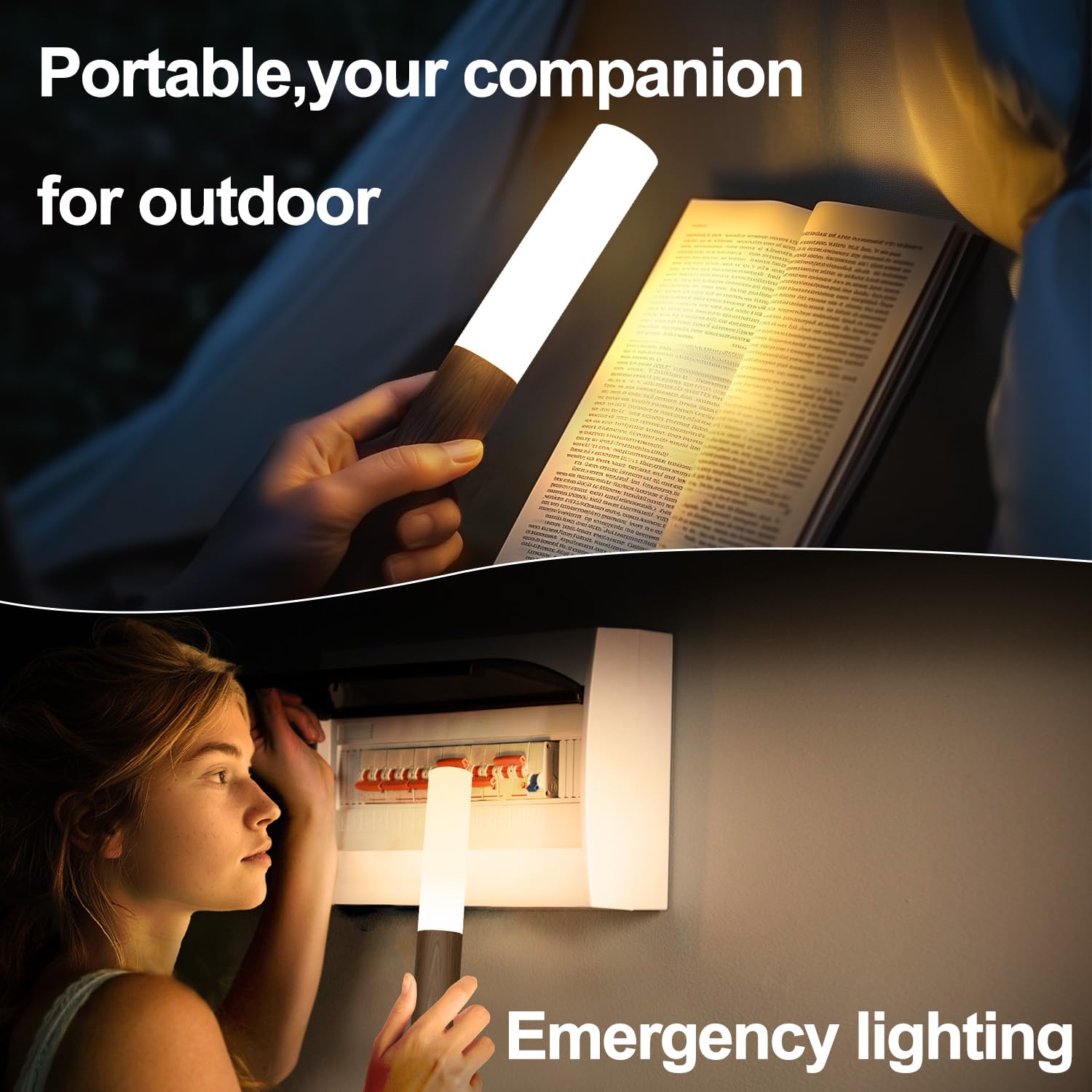 Rechargeable Motion Sensor Night Lights - 2200mAh Battery Operated Wall Sconces, Wireless Magnetic Stair Lights with Wooden Design for Hallway, Bedroom & Staircase | Portable Indoor Lighting Solution for Safety & Convenience