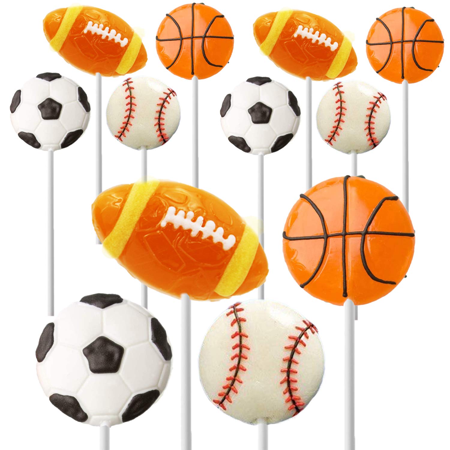 Fruidles Super Sports Ball Candy - Assorted Variety Pack (12 Count) - Individually Wrapped Basketball, Football, Soccer & Baseball Candies - Perfect for Birthday Parties, Sports Events & Halloween Treats