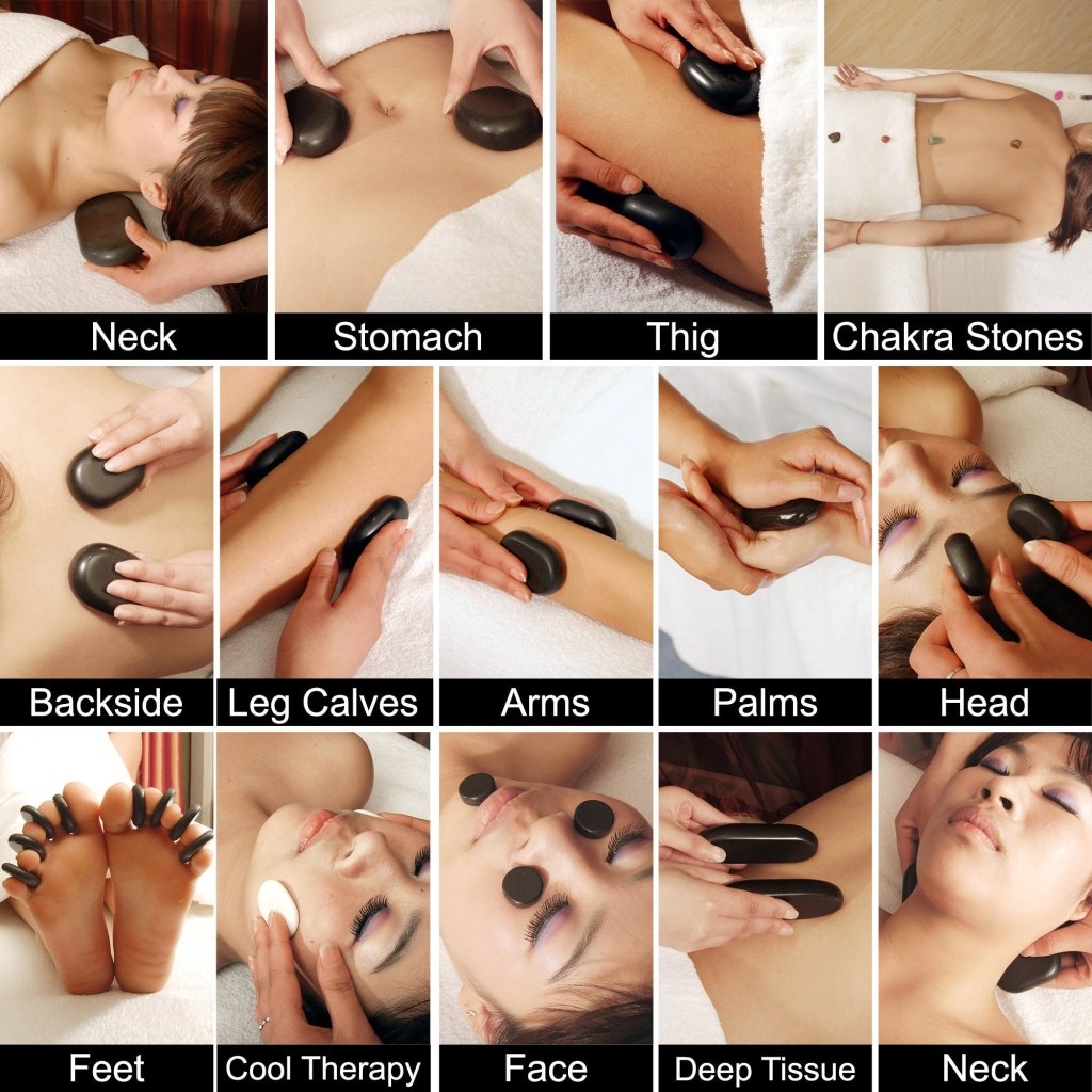Premium 70-Piece Hot & Cold Stone Massage Kit - Black Lava Basalt Rocks & White Marble Stones with Chakra for Full Body Therapy | Professional Spa, Home Relaxation & Couples Massage Gift Set