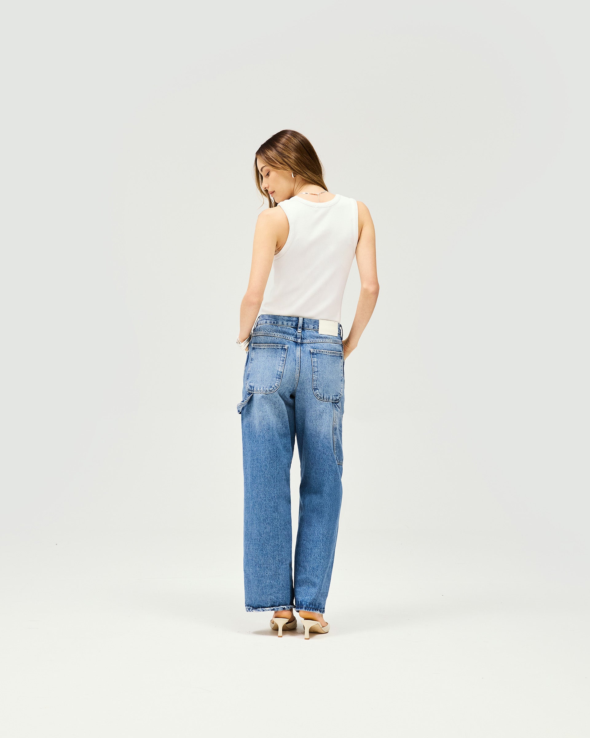 Stylish Skater Jeans for Women - Washed Blue Denim - Perfect for Casual Wear, Skateboarding & Street Fashion