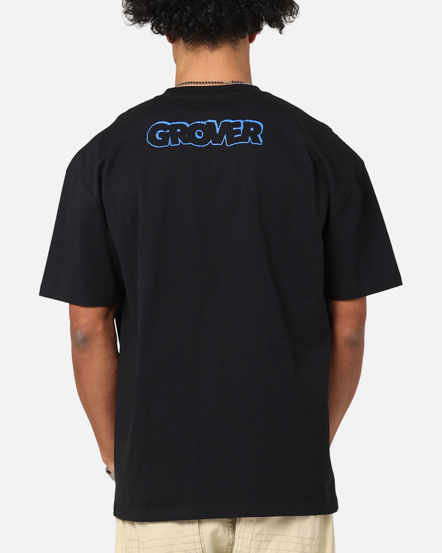 American Thrift X Sesame Street Grover Graphic Heavy Cotton T-Shirt - Black | Casual Wear, Street Fashion, Pop Culture Tee
