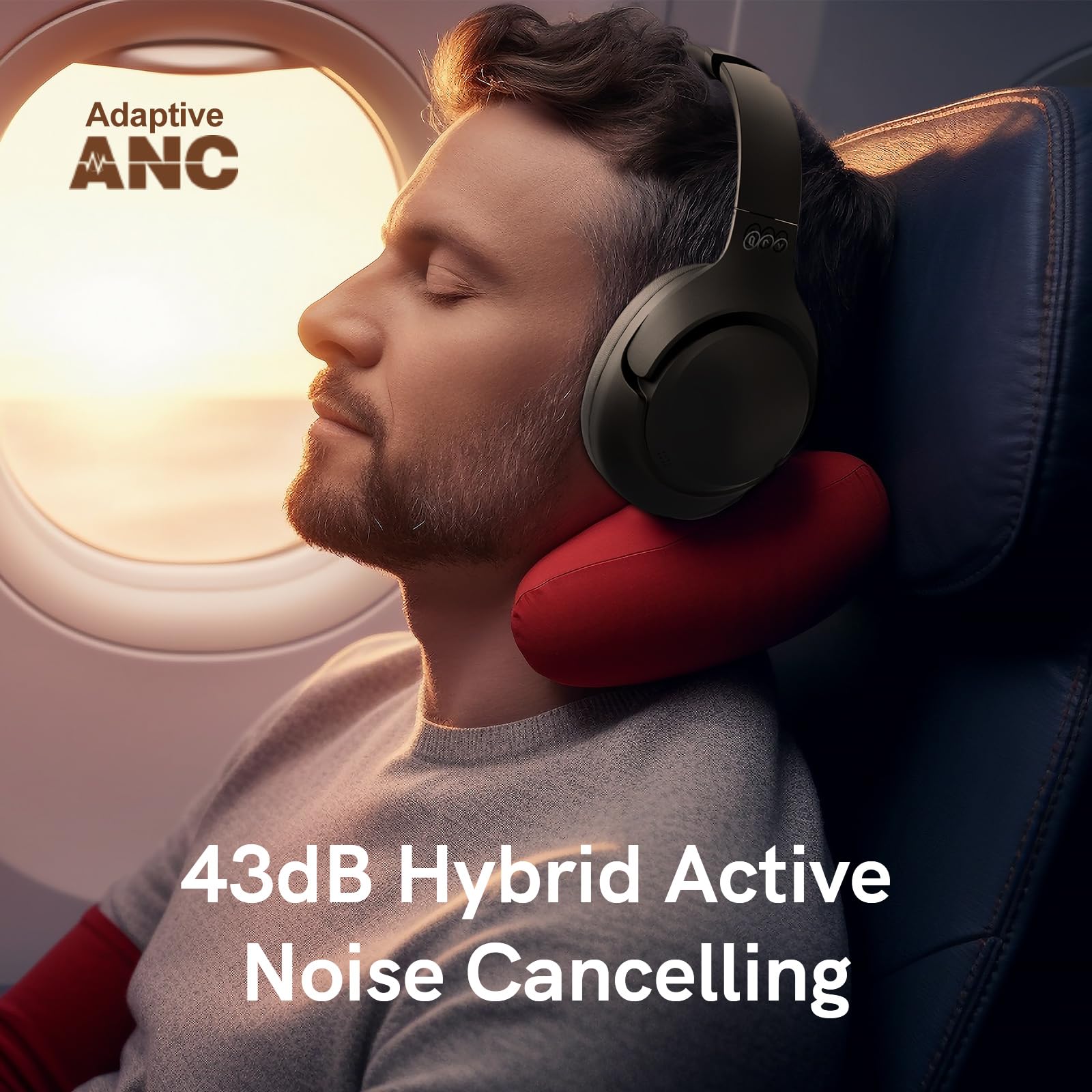 QCY H3 ANC Wireless Headphones & T13 ANC Bluetooth Earbuds - Noise Cancelling Headset with 40H Playtime for Travel, Workout, Commuting (Black)