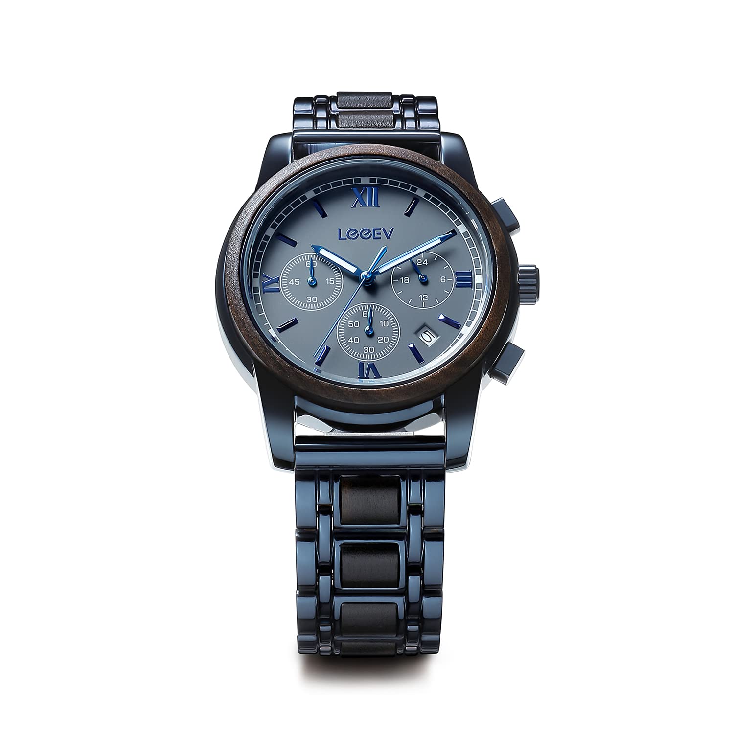 Luxury Wooden Men's Watch - Stainless Steel Chronograph Military Quartz Fashion Timepiece for Casual & Formal Wear | Perfect for Outdoor, Office & Special Occasions