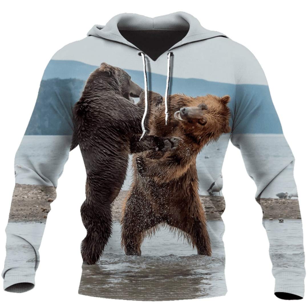 3D Printed Bear Animal Hoodie for Men & Women - Cozy Autumn Casual Pullover Hooded Sweatshirt | Perfect for Outdoor Activities, Halloween Costumes & Streetwear Fashion