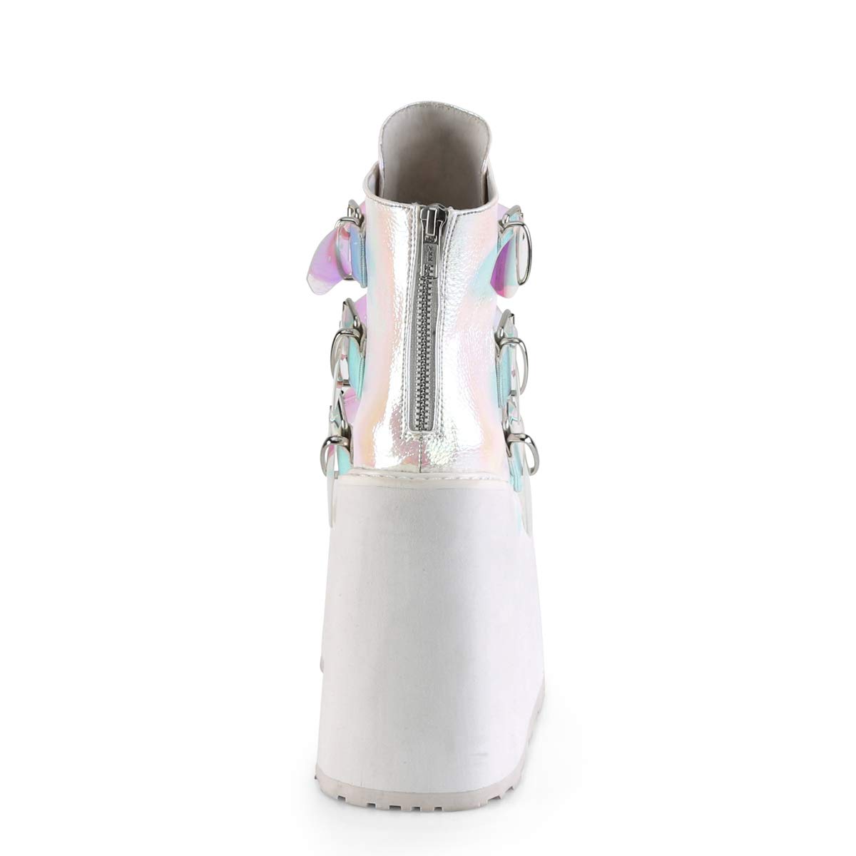Demonic SWING-105 Women's Chunky Heel Ankle Boots - Pearl White Gothic Punk Platform Shoes for Women Size 7 | Perfect for Concerts, Nightclubs & Alternative Fashion Outfits