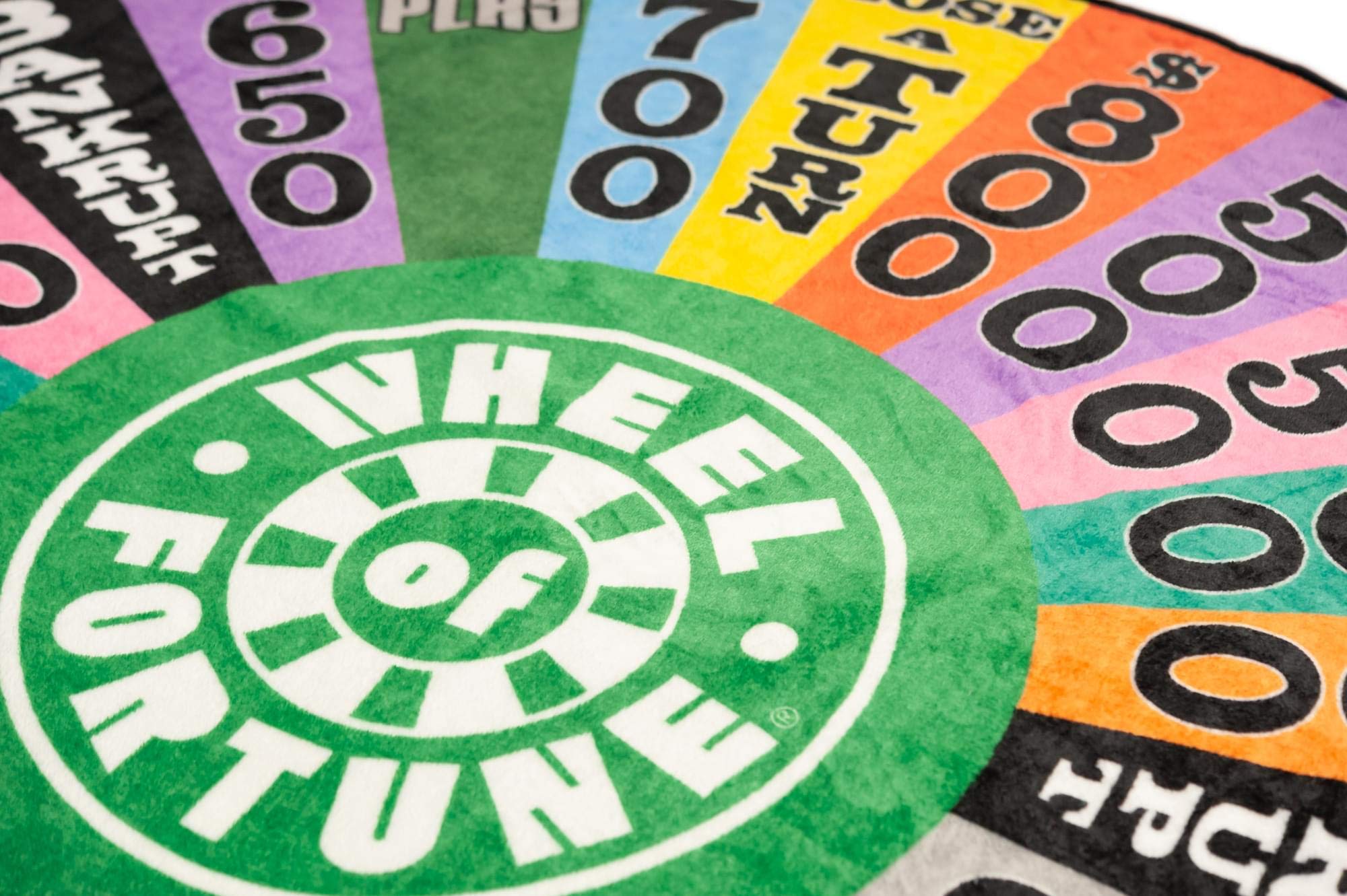 Wheel of Fortune Spin Wheel Themed Soft Fleece Round Throw Blanket - 59 Inch Large Warm Cozy Blanket for Game Nights, TV Watching & Home Decor