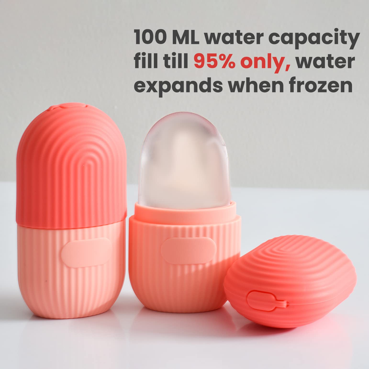 Premium Silicone Ice Face Roller for Women & Men - Cooling Facial Massager for Puffiness & Wrinkles | Leak-Proof Beauty Tool for Skincare Routine | Orange & Pink | Perfect for Morning Routine, Post-Workout Recovery & Spa Treatments