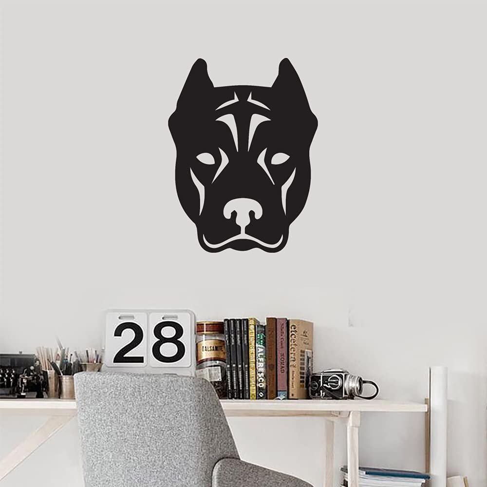 Premium Pitbull Dog Face Vinyl Decal Stickers (Black, Set of 2) - Waterproof, Durable for Laptop, Phone, Helmet, Car, Mug, Wall Decor | Perfect for Pet Lovers & Home Office Customization
