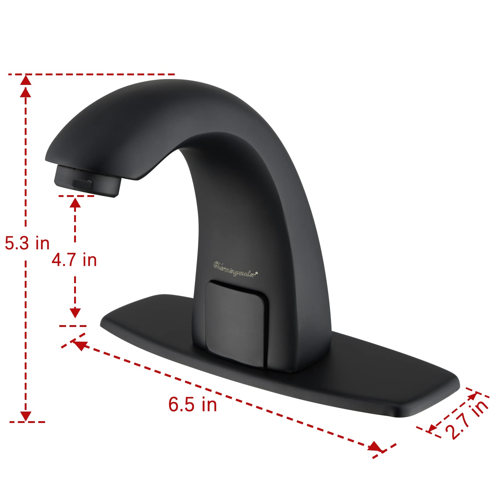 Automatic Sensor Faucet - Touchless Bathroom Sink Faucet with Hole Cover Plate, Matte Black Finish for Modern Homes & Public Restrooms - Water Saving & Hygienic Hands-Free Operation