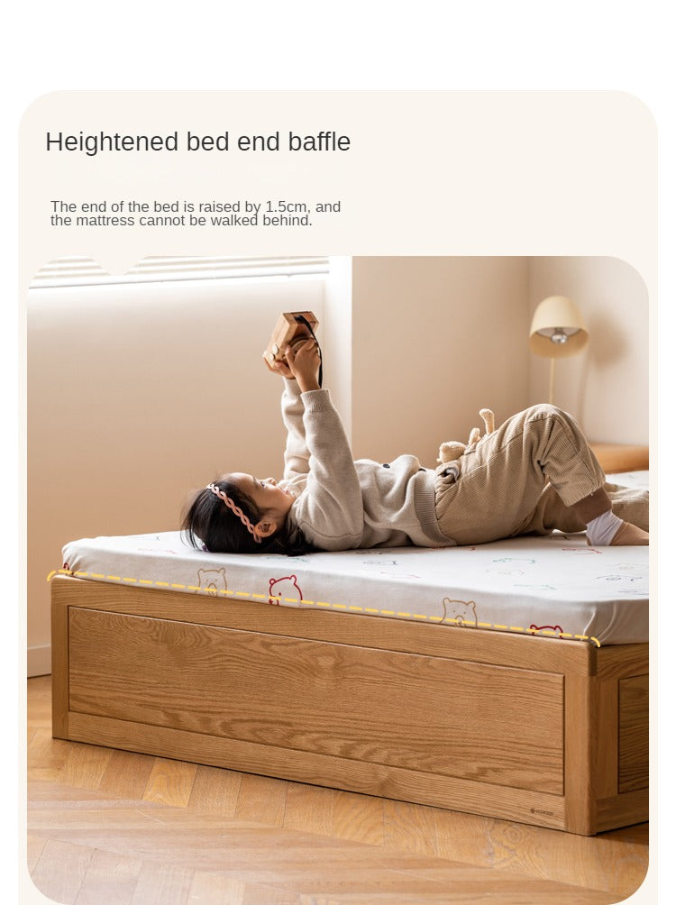 Solid Oak Wood Multifunctional Storage Bed with LED Lights - Perfect for Modern Bedrooms, Guest Rooms, and Small Space Living