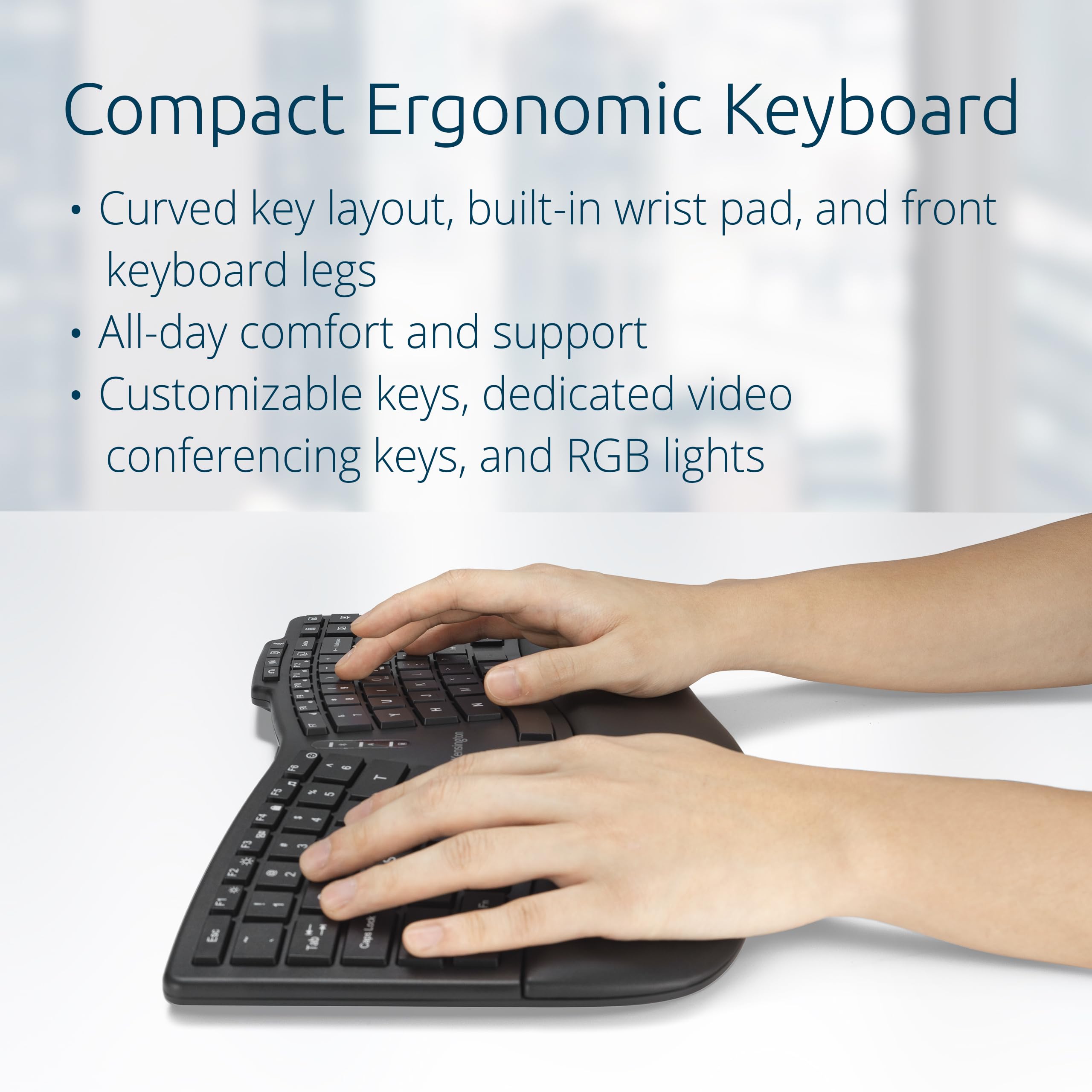 Kensington Pro Fit Ergo KM675 EQ Wireless Ergonomic Keyboard and Mouse Combo - Rechargeable Split TKL Keyboard, Bluetooth & 2.4GHz for 3 Devices, Programmable Keys (Black, K75492US) - Perfect for Office Work, Gaming & Home Computing