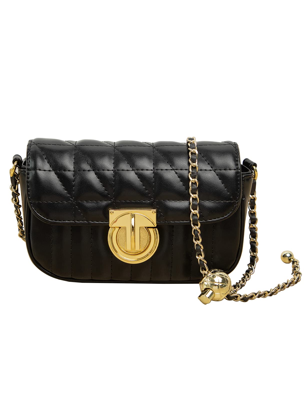 BEMYLV Women's Small Leather Quilted Crossbody Bag - Stylish Chain Clutch Purse & Mini Handbag in Black | Perfect for Evening Parties, Date Nights & Daily Fashion Accessories
