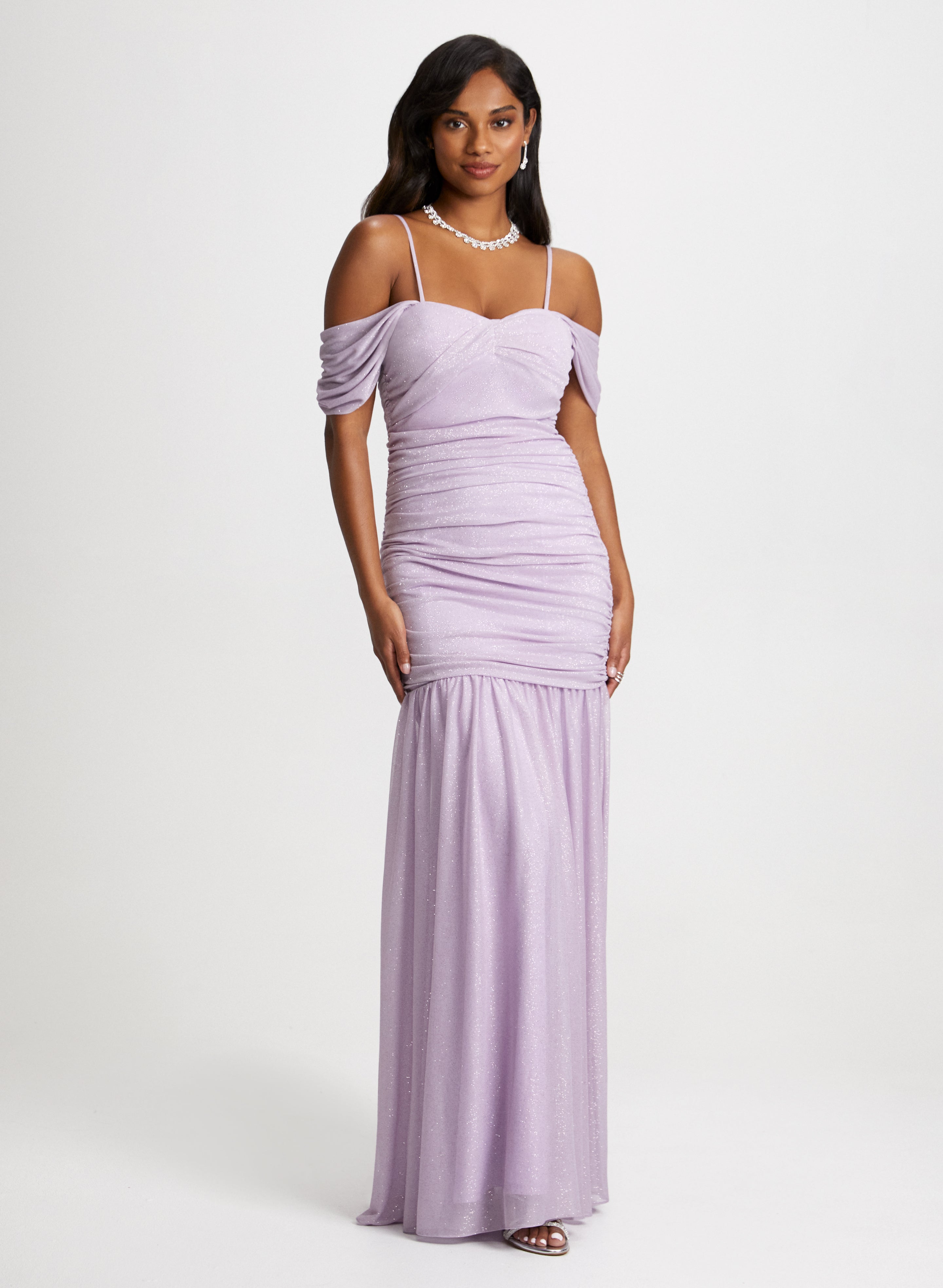 Sparkly Drape Sleeve Party Dress for Women - Elegant Evening Gown for Prom, Cocktail Parties & Special Occasions
