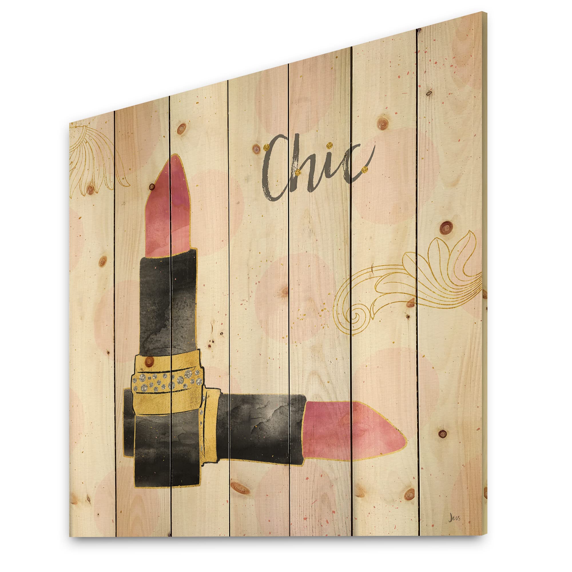 Fashion Glam Lipstick II - Modern Wood Wall Decor, Red Wood Wall Art, Large Printed Pine Wood Panels for Living Room & Bedroom Decor