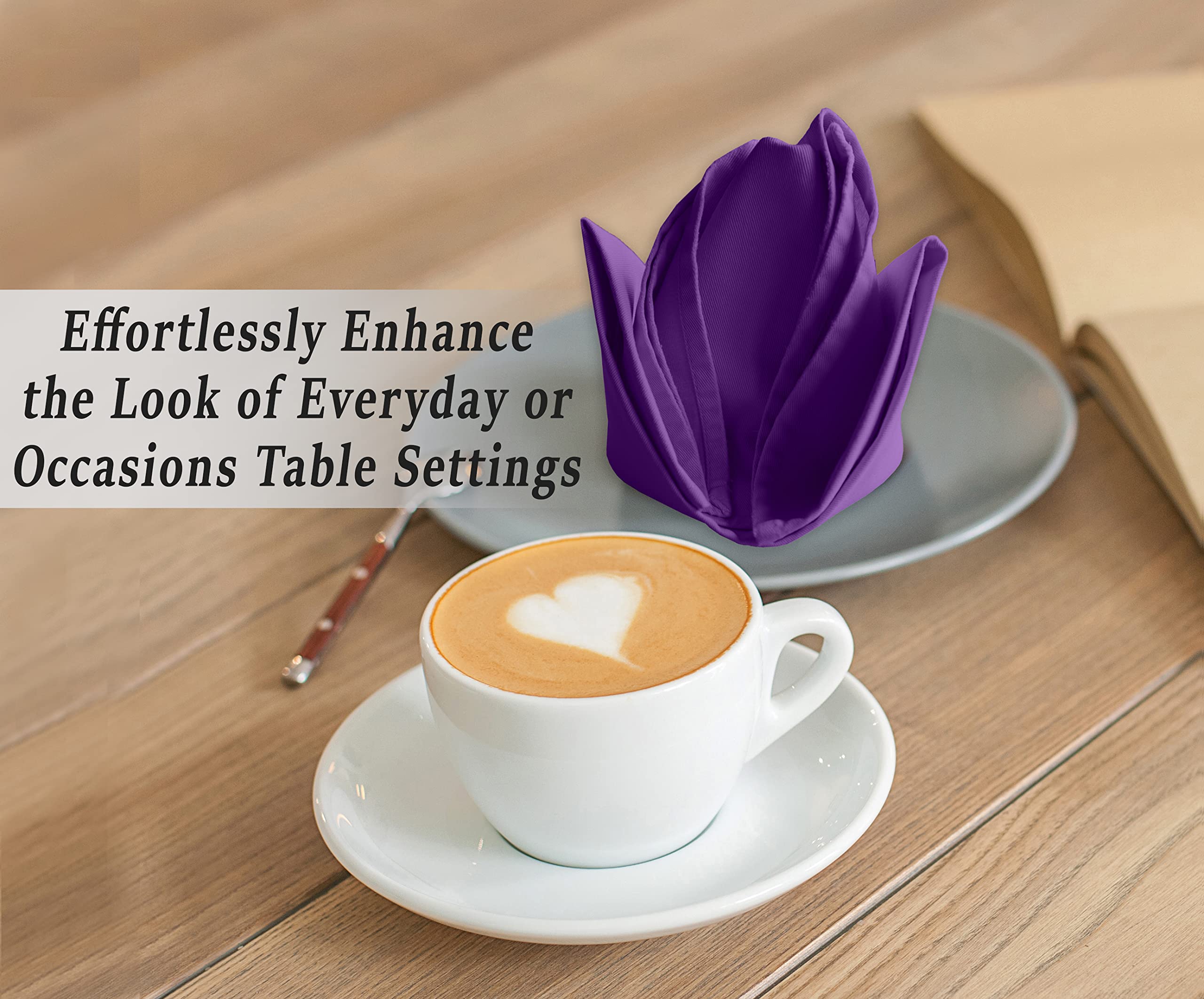 Premium 12-Pack Ruvanti 18x18 Inch Washable Cotton Blend Cloth Napkins - Soft, Durable & Highly Absorbent for Dining, Restaurants, Weddings & Parties (Purple) | Perfect for Everyday Meals, Fine Dining & Special Occasions