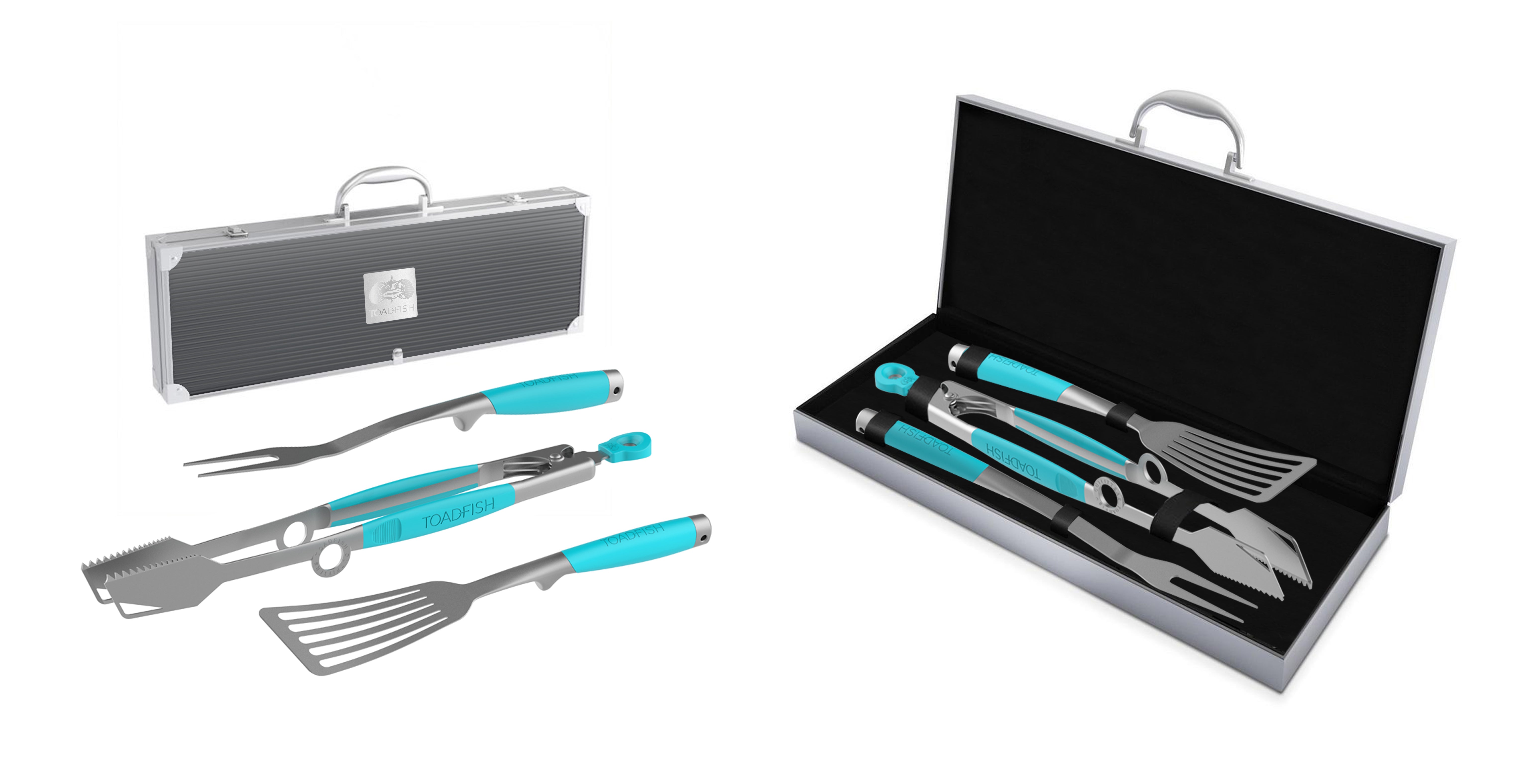 Premium Toadfish Outfitters 5-Piece Stainless Steel BBQ Grill Set with Heat-Resistant Handles - Perfect for Backyard Cookouts, Camping & Outdoor Grilling