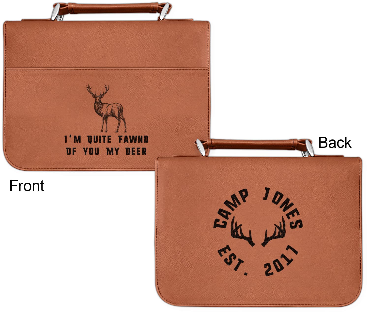 Personalized Deer Bible Cover with Zipper - Small for Travel & Church