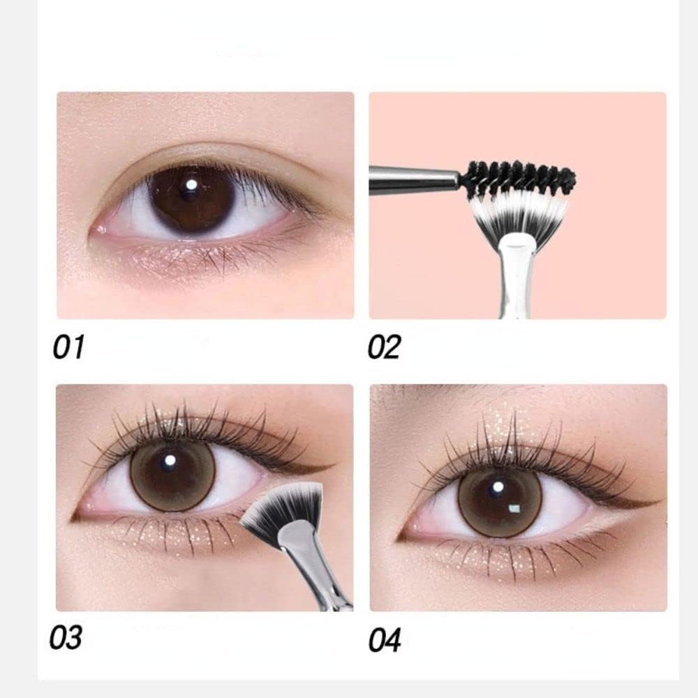 Professional Black Eyelash Fan Brush - Bent Lash Makeup Brush with Duet Fiber for Perfect Eyelash Extension & Makeup Application | Ideal for Mascara, False Lashes & Eye Makeup Artistry