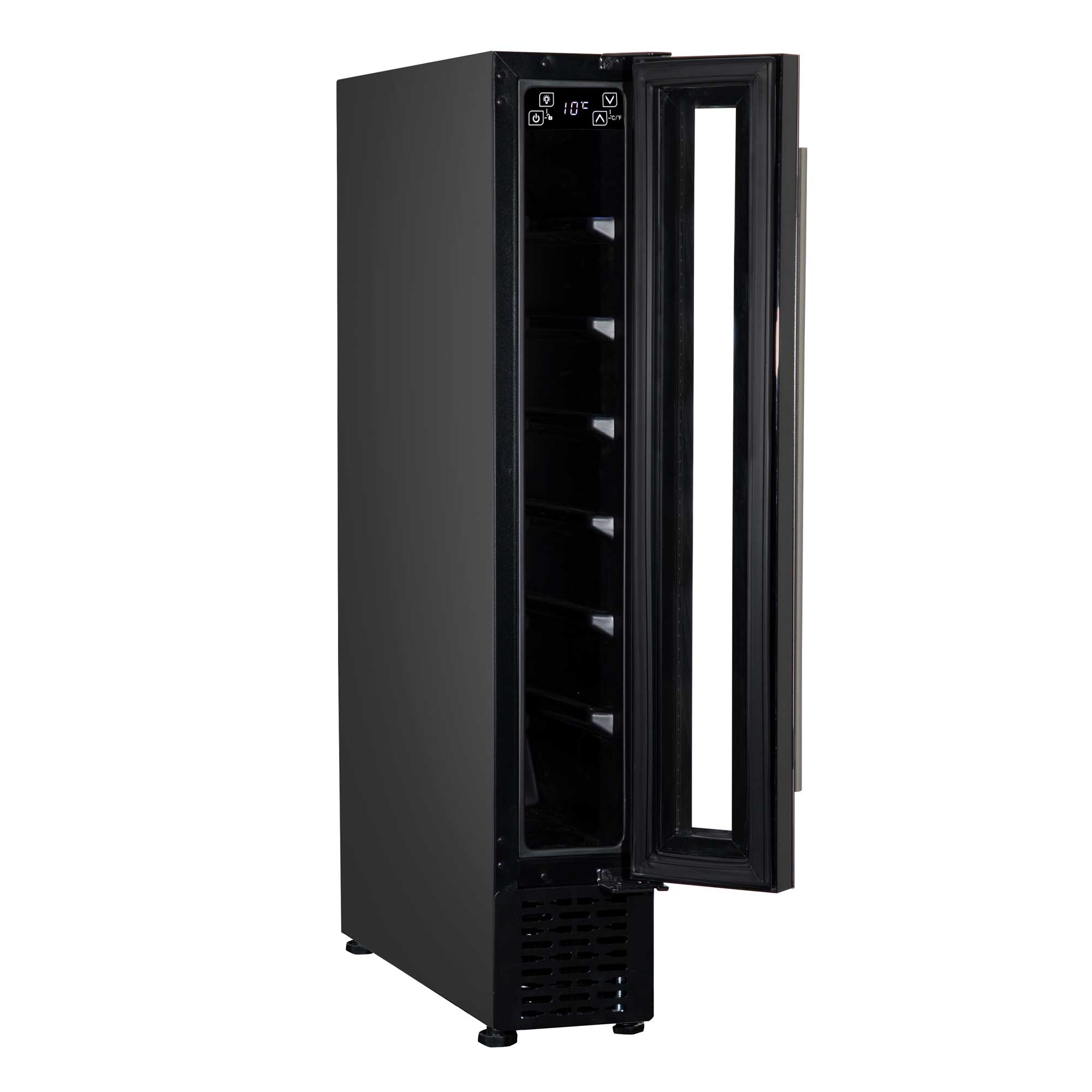 Baridi 7 Bottle 15cm Slim Wine Cooler with Digital Touch Screen Controls - Black (DH76) | Compact Wine Fridge for Kitchen, Bar, Office & Small Spaces