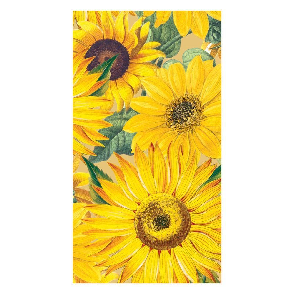 Premium Caspari Sunflowers Paper Guest Towels & Napkins - 15 Count Pack | Elegant Floral Design for Weddings, Bridal Showers & Dinner Parties