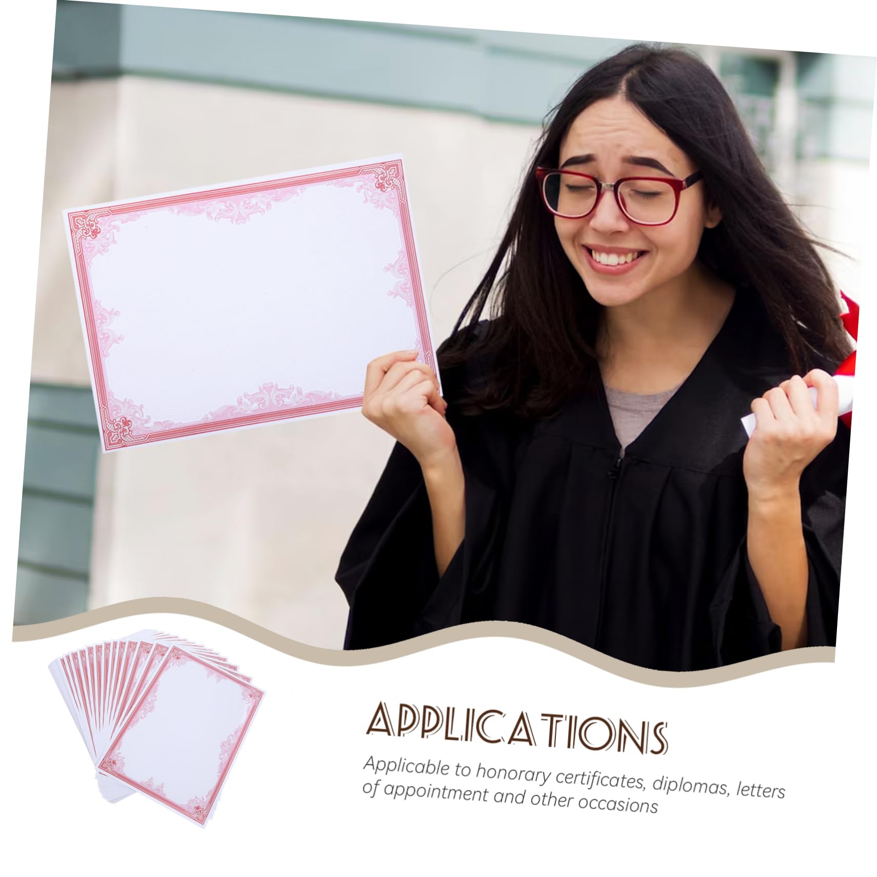 TEHAUX 100 Sheets Red Blank Diploma Certificate Paper - Premium Foil Certificate Paper for Graduation, Awards & Achievements - Perfect for School Ceremonies, Corporate Recognition & Special Events