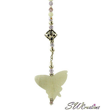 Elegant Jade Lilac Butterfly Crystal Ceiling Fan Pull - Vintage Home Decor for Bedroom, Living Room & Porch