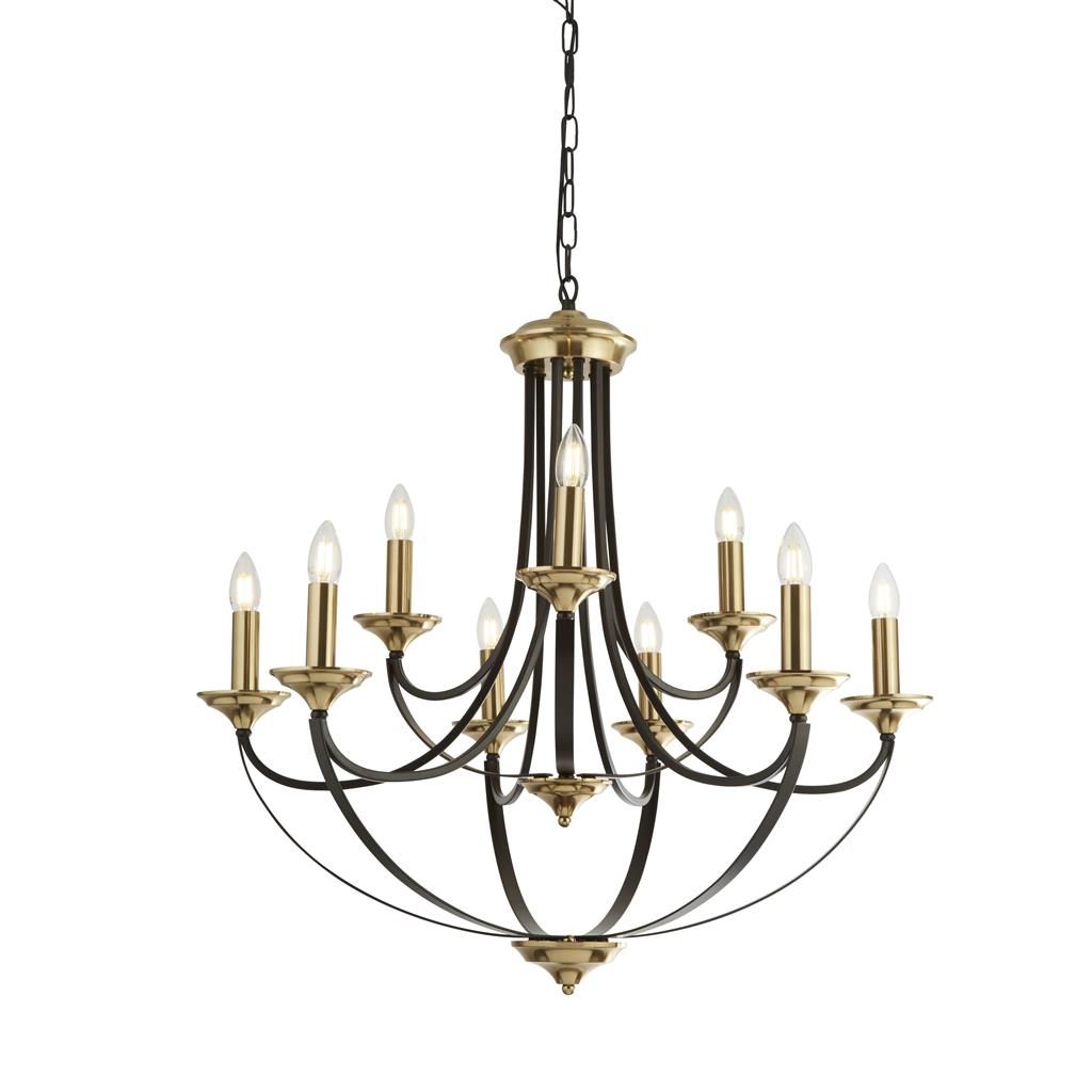 Belfry 5/9 Lt Multi-Arm Pendant Light Fixture in Dark Bronze & Brass Finish - Perfect for Dining Room, Kitchen Island, or Entryway Lighting