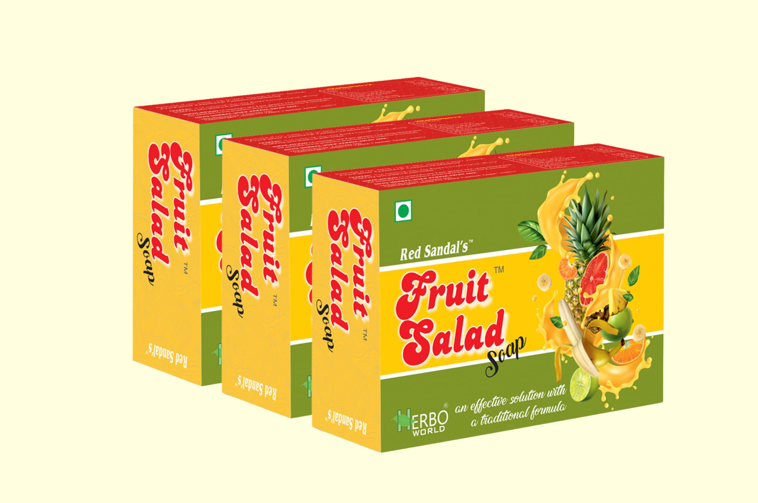 HERBOWORLD® Fruit Salad Whitening Soap with Papaya Extract - Pack of 3 (75g Each) for Brightening, Glowing & Even Skin Tone | Gentle Exfoliation for Daily Face & Body Care | Perfect for Morning & Nighttime Skincare Routine