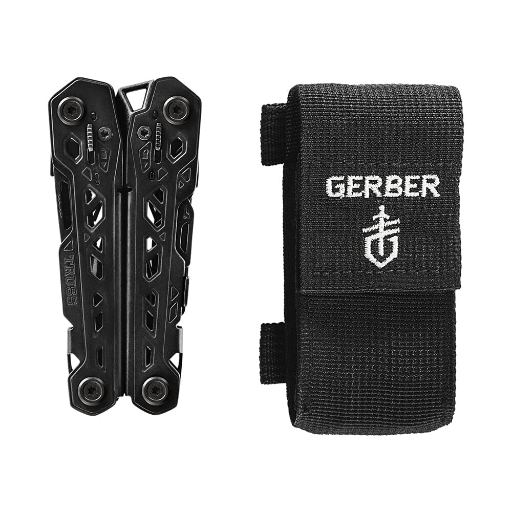 Gerber Gear Truss 17-in-1 Multi-Tool with Needle Nose Pliers, Pocket Knife, Screwdrivers & Bottle Opener - Compact EDC Tool for Camping, Hiking, Fishing & Survival - Perfect Gift for Men & Outdoor Enthusiasts - Includes Molle-Compatible Black Sheath