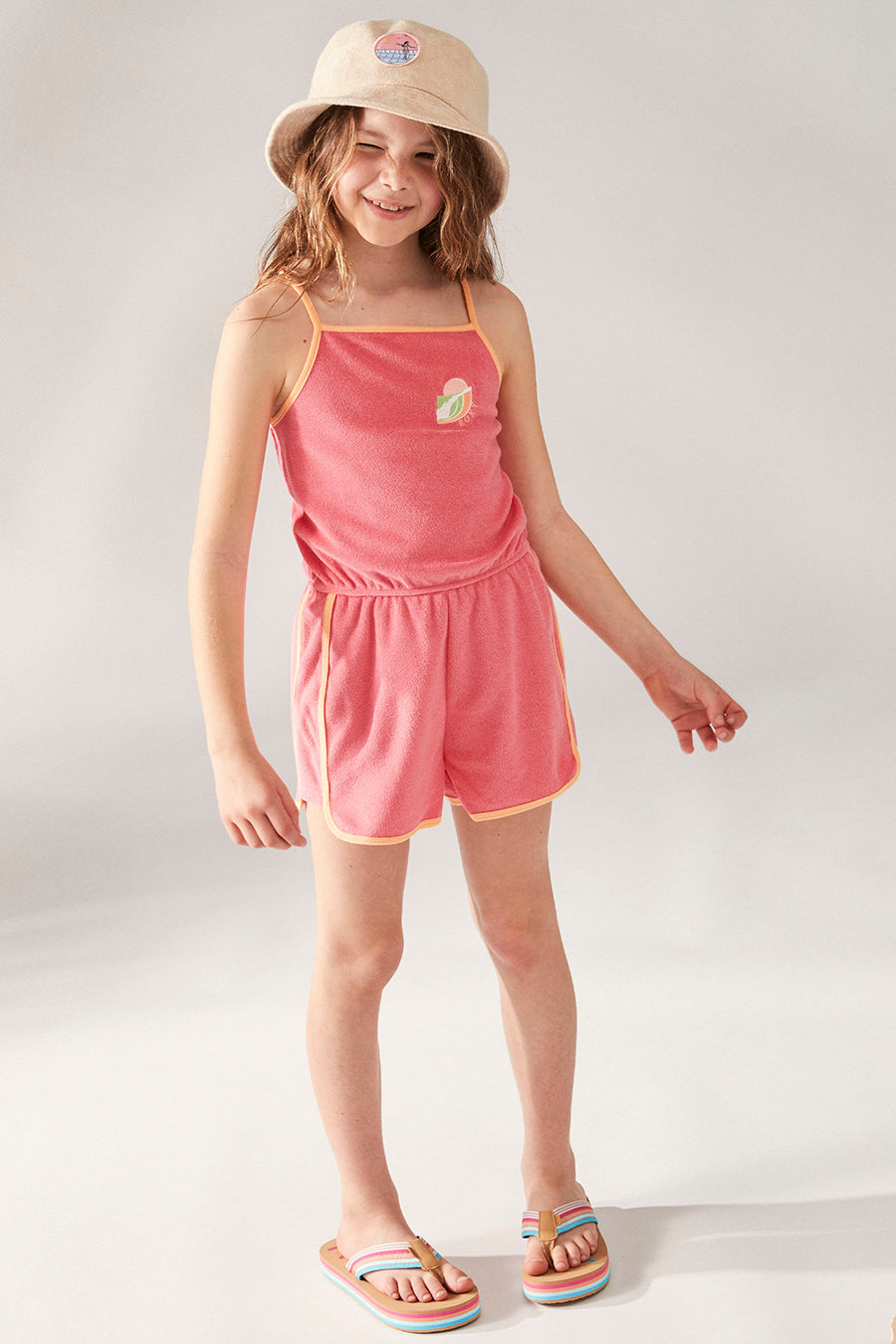 Girls Glitter Romper - Roxy In The Air Mock Orange Jumpsuit for Toddler & Kids | Perfect for Birthday Parties, Playdates & Summer Outfits
