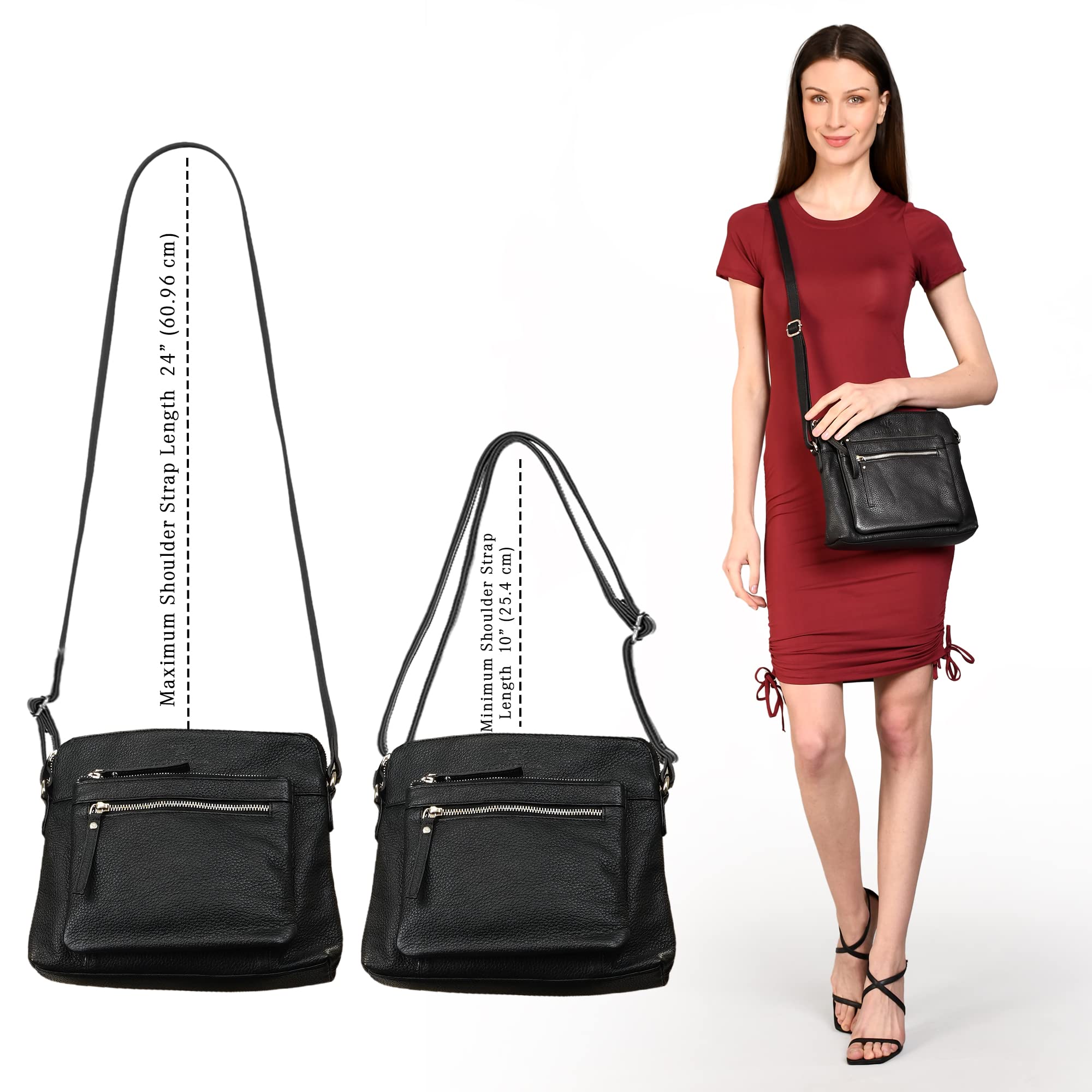 Genuine Leather Crossbody Bags for Women - Premium Handmade Leather Shoulder Purse with Adjustable Strap | Perfect for Work, Travel & Everyday Use